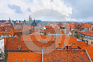 The top view on Quedlinburg, Harz, Germany