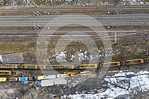 Top view on railway tracks