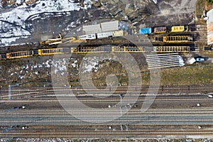 Top view on railway tracks