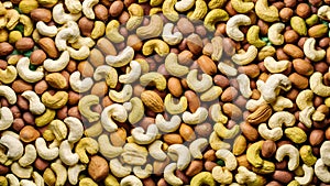 Top View of Raw Cashews Abundance of Tasty Nuts