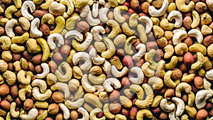 Top View of Raw Cashews Abundance of Tasty Nuts