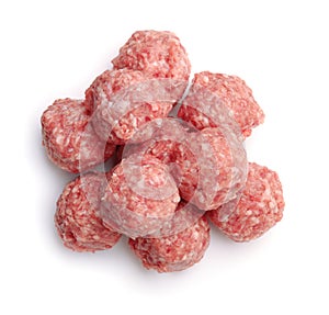 Top view of raw meat balls