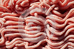 Top view of raw minced pork , chicken, beef meat background