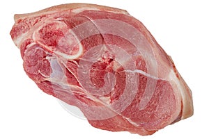 Top view of raw pork leg joint