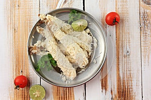 Top View Raw Tempura Shrimps Ebi Furai in Breaded Flour