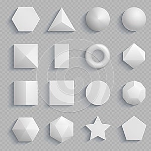 Top view realistic math basic shapes on transparent background