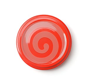 Top view of red blank jar lid