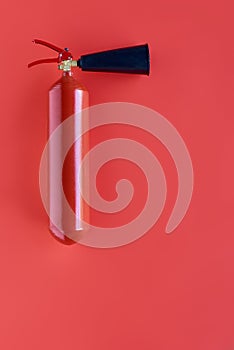 top view of red fire extinguisher