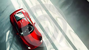 Top view of a red Lamborghini Huracan sports car in the Frankfurt International Motor Show, Generative AI illustrations photo