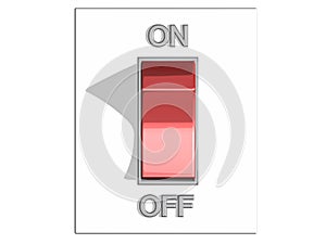 Top view of a red on and off switch in off position