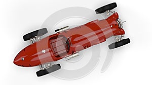 Top view of a red old race car