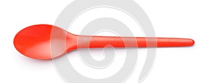 Top view of red plastic spoon