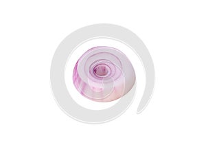 Top view of red or purple onion ring or slice isolated on white background with clipping path