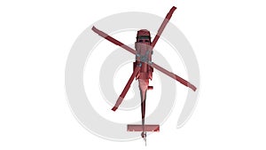 Top view of the red rescue helicopter