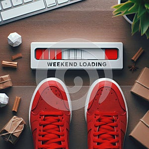 Top view of red sneakers by 