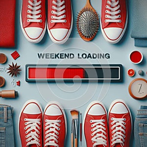 Top view of red sneakers by 