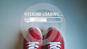 Top view of red sneakers by 