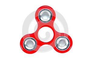 Top view red and white spinner isolated on white background