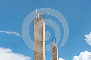 Top view Reinforced concrete Pillar  for build a house