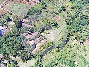 Top view of residential areas in the highlands - stock photo