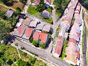 Top view of residential areas in the highlands - stock photo