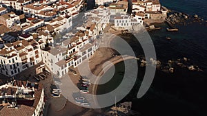 Top view of the resort town by the sea. Shooting from a drone