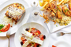 Top view of restaurant lunch.