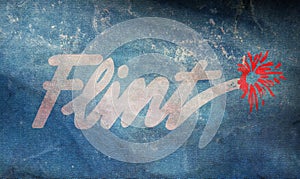 Top view of retro flag of Flint, Michigan, untied states of America with grunge texture. USA travel and patriot concept. no