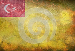 Top view of retro flag General Directorate of Health for Borders and Coasts of Turkey Turkey with grunge texture. Turkish patriot
