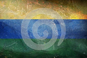 Top view of retro flag Guainia Colombia with grunge texture. Colombian patriot and travel concept. no flagpole. Plane design, photo