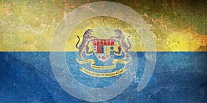 Top view of retro flag Personal standard of Deputy Yang di-Pertuan Agong Malaysia with grunge texture. Malaysian patriot and photo