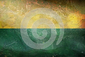 Top view of retro flag Vichada Colombia with grunge texture. Colombian patriot and travel concept. no flagpole. Plane design, photo