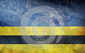 Top view of retro flag Wladyslawowo, Poland with grunge texture. Polish patriot and travel concept. no flagpole. Plane design,