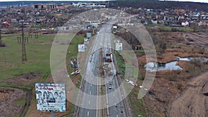 Top view of the road and the destroyed equipment of the Russian invaders.