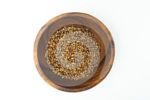 Top view of Roasted Barley tea in wooden bowl on white background.jpg