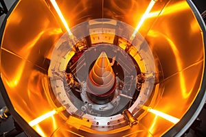 top view of a rocket thruster laying flat
