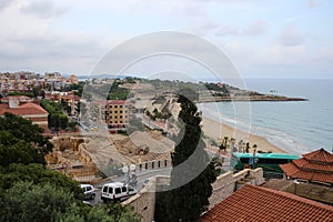 Top view of the Roman amphitheatre of Tarraco in Tarragona, Catalonia photo