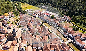 Top view of the roofs of the houses of old town of Ochagavia. Spain photo