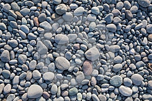 Top view of rounded pebbles