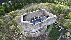 Top view about the ruins of an old castle, Sarlos, Hungary