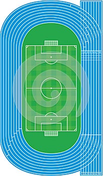 Top view of running track and soccer field - Vector
