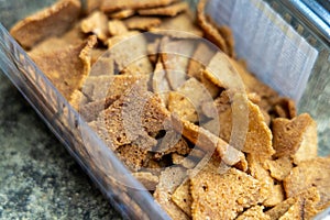 Top view of rye bread chips