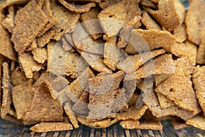 Top view of rye bread chips