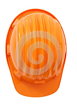Top view of safety, construction protection helmet isolated whit