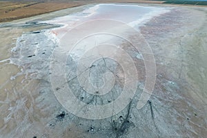 Top view of the salt lake mud sources. External similarity with craters. Mud healing