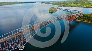 Top view of the San Juanico Bridge. Summer and travel vacation concept. photo