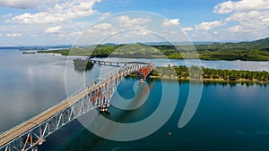 Top view of the San Juanico Bridge. Summer and travel vacation concept. photo
