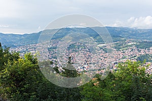 Top view of Sarajevo city, capital of Bosnia and Herzegovina.