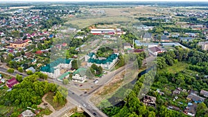 Top view of a scenic view from a drone on the city of Aleksandrov
