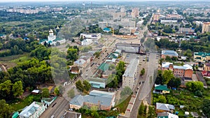 Top view of a scenic view from a drone on the city of Aleksandrov